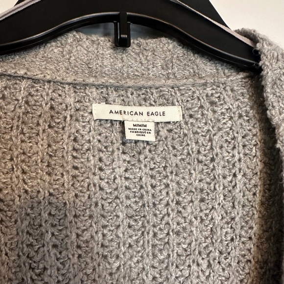 American Eagle Oversized Soft Button Front Cardigan - Gray - Picture 4 of 8